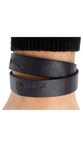 Werbe Jim Beam Whiskey, Echt Lederarmband, schwarz, Doppelwindung - 1 Stk